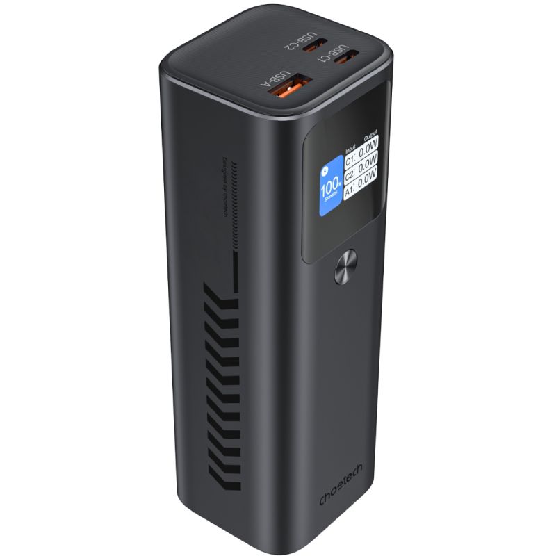 УМБ Choetech 27000mAh 140W PD5.0,QC3.0, USB-A, 2xUSB-C In/Out, TFT Display, black (B670-CCGY)