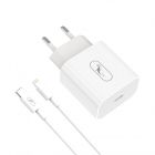 Мережевий зарядний пристрій SkyDolphin SC38T (USB TYPE-Cx2.4A) White + кабель Lightning (MZP-000182)