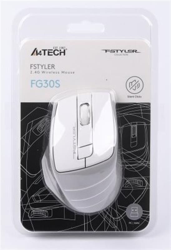 Мышь беспроводная A4Tech FG30S Grey/White (FG30S (Grey+White))
