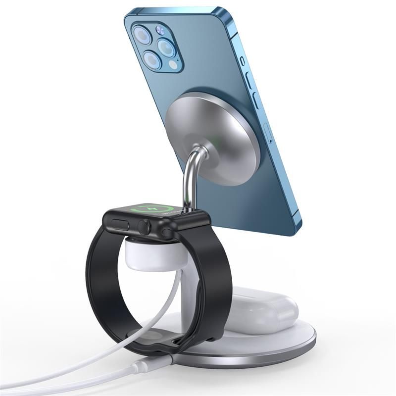 Магнитное беспроводное зарядное устройство Choetech 3in1 Magnetic wireless charger station for iPhone (T586-F)