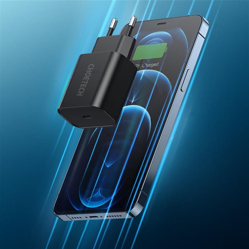 Сетевое зарядное устройство Choetech (1USBх3A) Type-C PD20W Charger Black (Q5004-EU)