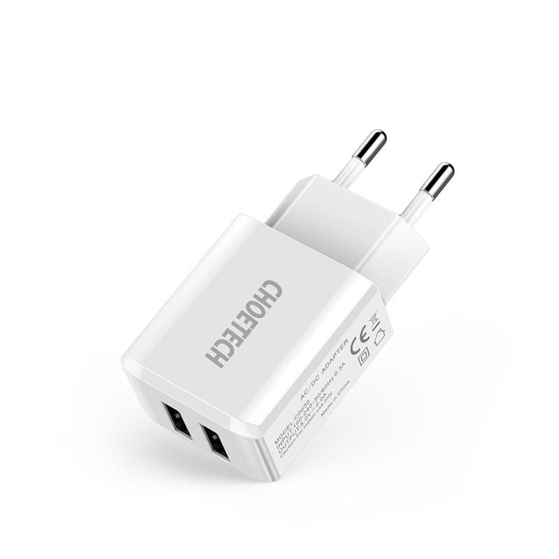 Сетевое зарядное устройство Choetech (2USBх2A) White (C0030)