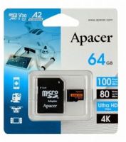 Карта пам`ятi MicroSDXC  64GB UHS-I/U3 Class 10 Apacer + SD адаптер (AP64GMCSX10U8-R)