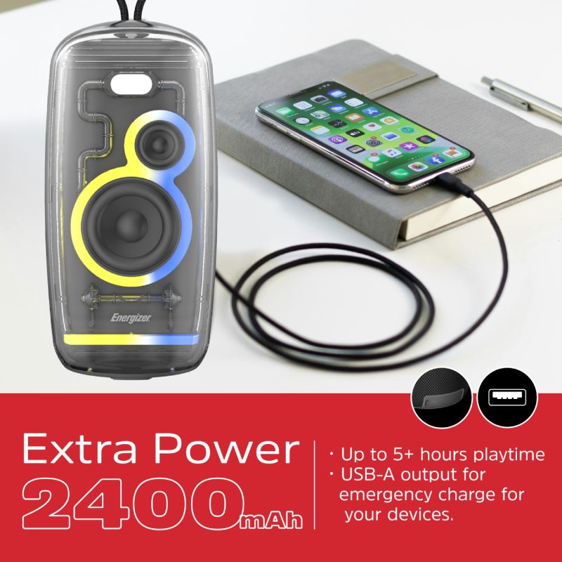 Акустична система 1.0 Energizer 16Вт Bluetooth 5.2/MicroSD/USB/AUX/FM/TWS, IPX65, чорна (BTS164)