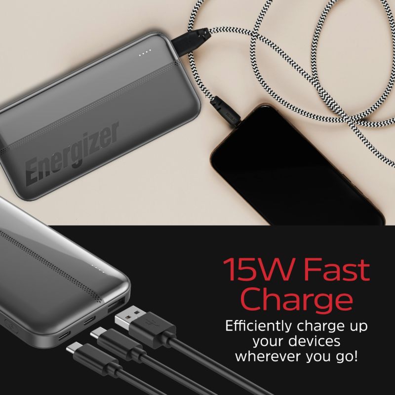 УМБ Energizer 10000mAh 15W, USB-А, 2хUSB-C Black (UE10050CC)