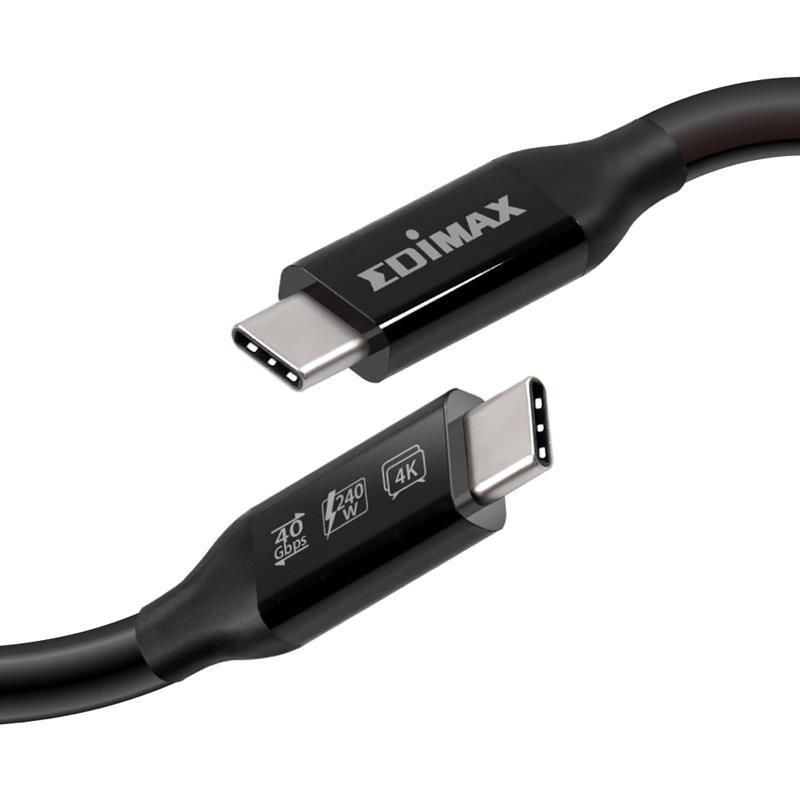 Кабель Edimax UC4 V2 USB Type-C - USB Type-C (M/M), Thunderbolt 3, 240 W, 20 V, 5 A Max, 1 м, Black (UC4-010TB) (UC4-010TB V2)