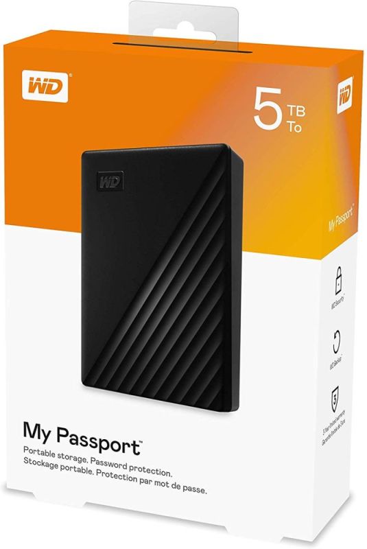 Зовнішній жорсткий диск 2.5" USB 5.0TB WD My Passport Black (WDBPKJ0050BBK-WESN)