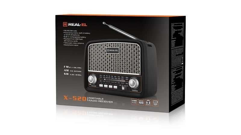 Радиоприемник REAL-EL X-520 Black (EL121800006)