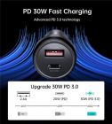 Автомобильное зарядное устройство Choetech (1USB Type C; 1USB) 60W PD3.0 QC3.0 Black (TC0014)
