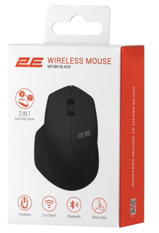 Миша бездротова 2E MF280 Silent Black  (2E-MF280WBK)