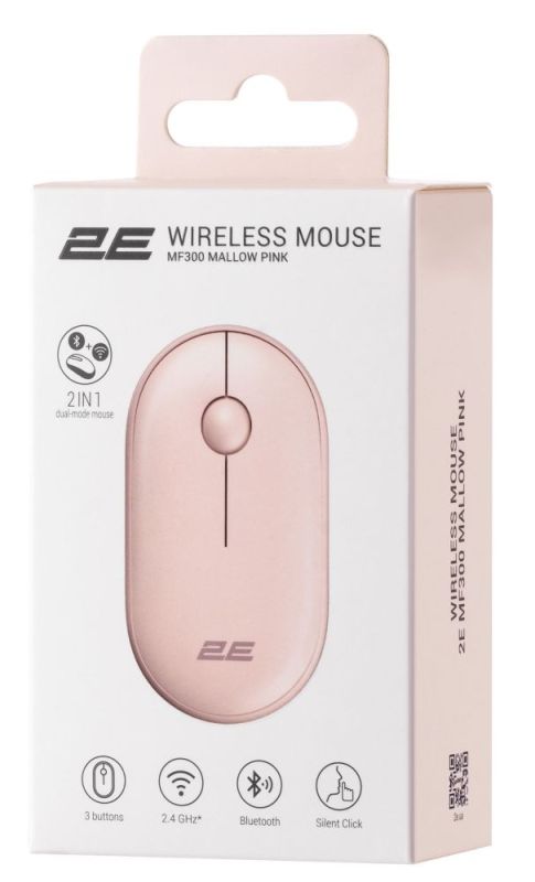 Мышь беспроводная 2E MF300 Silent Mallow Pink  (2E-MF300WPN)