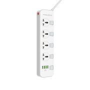Фільтр живлення ProLogix Premium 2.5 кВт, 4 розетки, 4 USB, 2 м, з вимикачами, білий (PR-SC4408W)