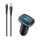 Автомобильное зарядное устройство SkyDolphin SZ18L (2USB, 3.4A) Black + кабель Lightning (AZP-000099)