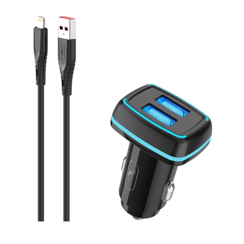 Автомобильное зарядное устройство SkyDolphin SZ18L (2USB, 3.4A) Black + кабель Lightning (AZP-000099)