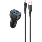 Автомобильное зарядное устройство SkyDolphin SZ19V PD 20W + QC3.0 20W Black + кабель microUSB (AZP-000105)