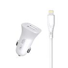 Автомобильное зарядное устройство SkyDolphin SZ09L (2USB, 3.4A) White + кабель Lightning (AZP-000108)
