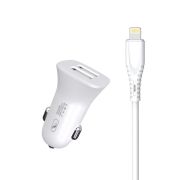 Автомобильное зарядное устройство SkyDolphin SZ09L (2USB, 3.4A) White + кабель Lightning (AZP-000108)