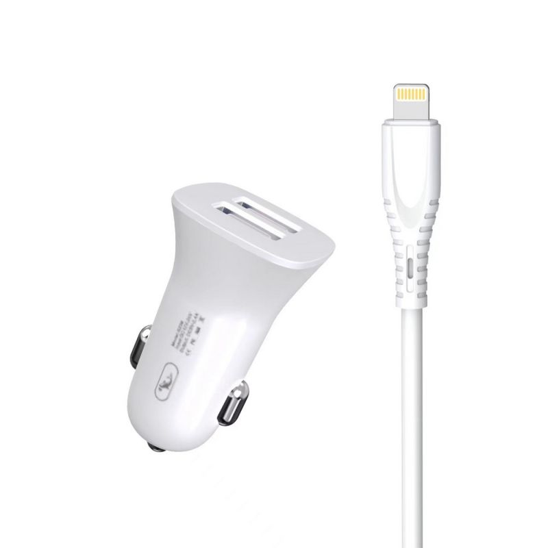 Автомобильное зарядное устройство SkyDolphin SZ09L (2USB, 3.4A) White + кабель Lightning (AZP-000108)