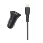 Автомобильное зарядное устройство SkyDolphin SZ09L (2USB, 3.4A) Black + кабель Lightning (AZP-000109)