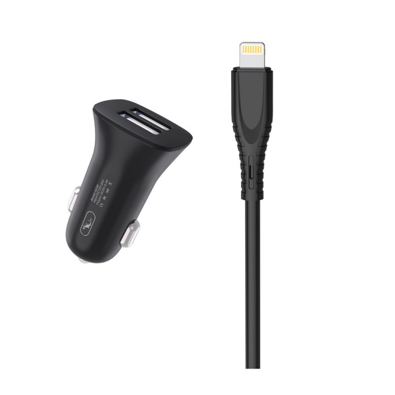 Автомобильное зарядное устройство SkyDolphin SZ09L (2USB, 3.4A) Black + кабель Lightning (AZP-000109)