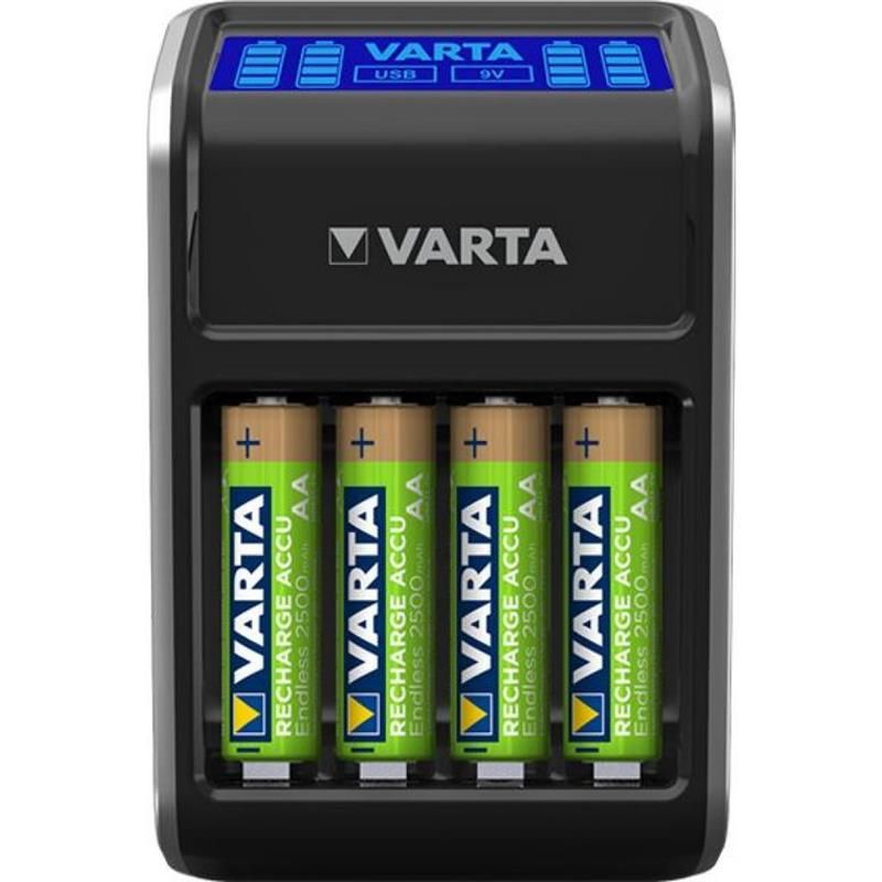 Сетевое зарядное устройство Varta LCD Plug Charger + 4 х Ni-Mh AA 2100 mAh (57687101441)