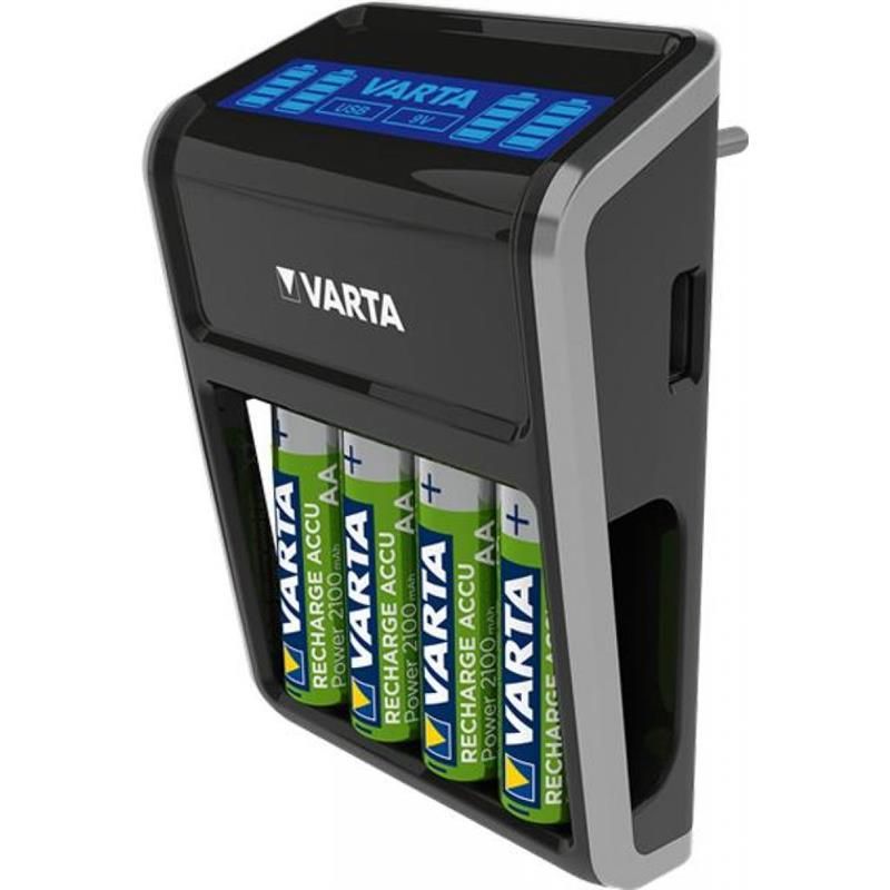 Сетевое зарядное устройство Varta LCD Plug Charger + 4 х Ni-Mh AA 2100 mAh (57687101441)