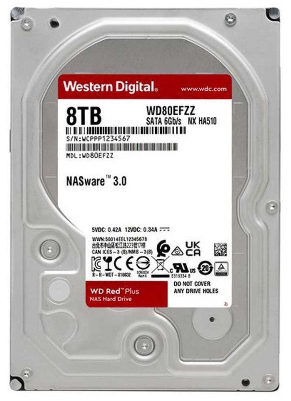 Накопитель HDD SATA 8.0TB WD Red Plus 5700rpm 128MB (WD80EFZZ)