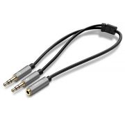 Кабель AUX Audio TRSx2 M/M 20см UGREEN Aluminum Case AV140 Чорний (20899)
