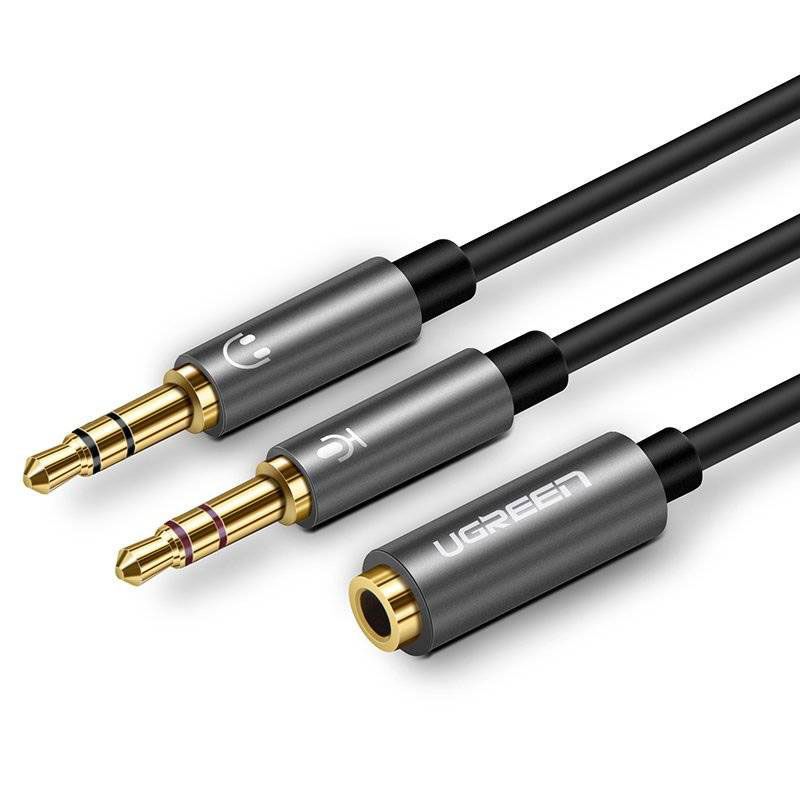 Кабель AUX Audio TRSx2 M/M 20см UGREEN Aluminum Case AV140 Чорний (20899)