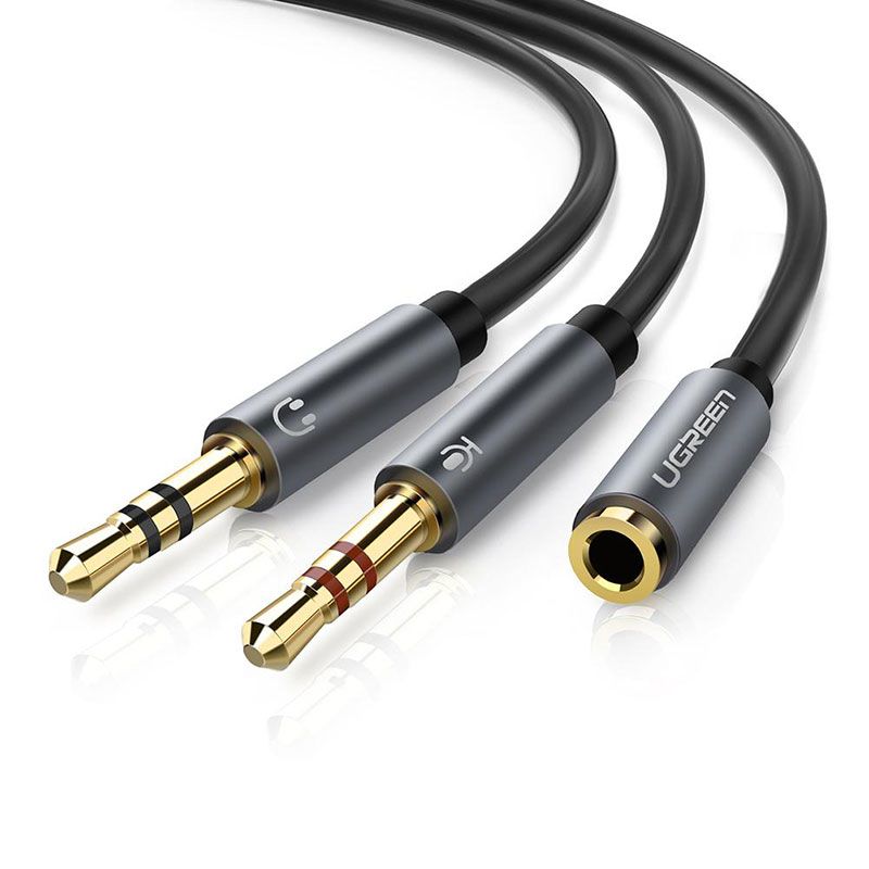 Кабель AUX Audio TRSx2 M/M 20см UGREEN Aluminum Case AV140 Чорний (20899)