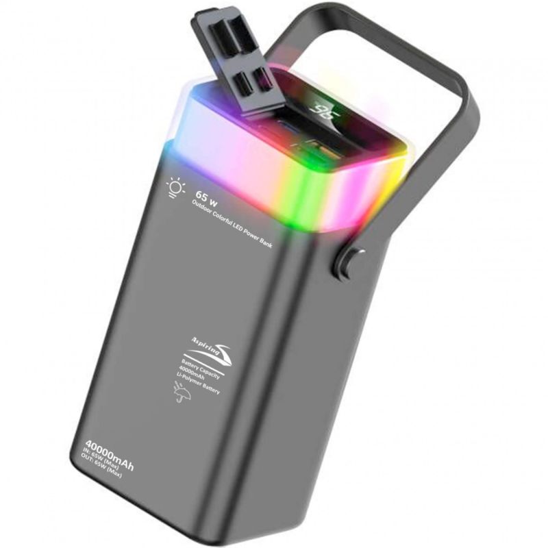 УМБ Aspiring 40000mAh Vigor 40 65W PD 2xUSB-A, 2xUSB-C, LED, Black (PPVG.V04)