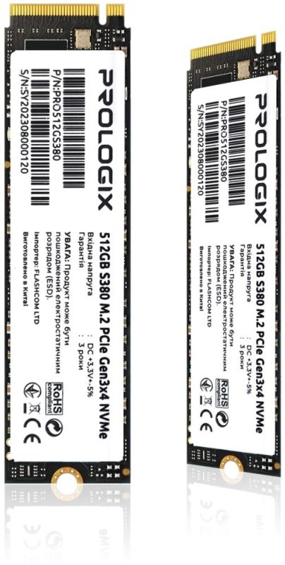 Накопичувач SSD  512GB Prologix S380 M.2 2280 PCIe 3.0 x4 NVMe 3D TLC (PRO512GS380)