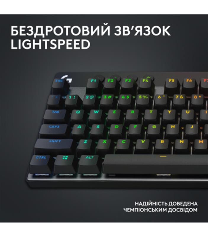 Клавiатура бездротова Logitech G PRO X TKL Lightspeed Black Tactile (920-012136)