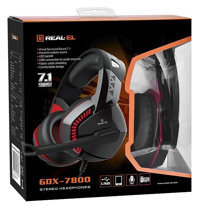 Гарнітура REAL-EL GDX-7800 Black/Red (EL124100027)