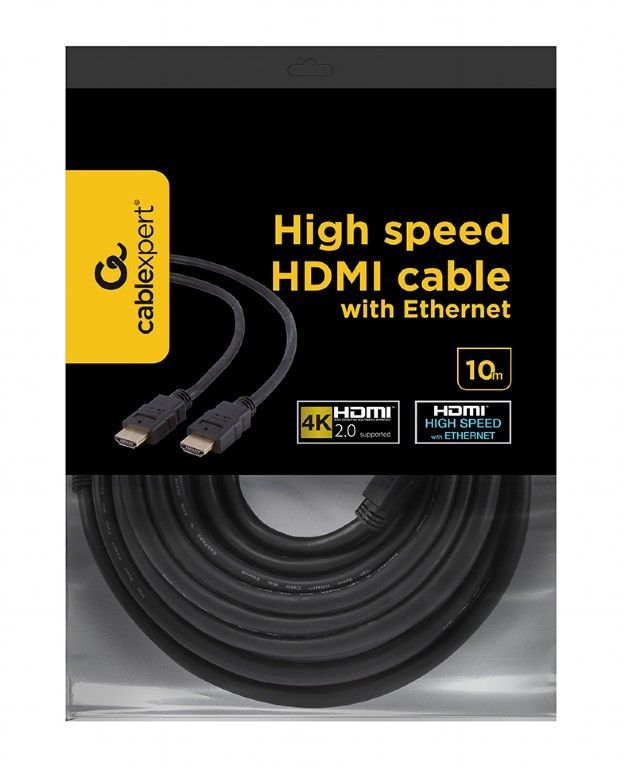 Кабель Cablexpert HDMI - HDMI V 2.0 (M/M), 10 м, чорний пакет (CC-HDMI4-10M)