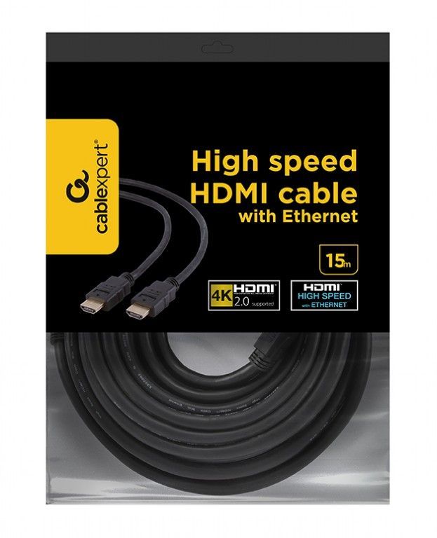 Кабель Cablexpert HDMI - HDMI V 2.0 (M/M), 15 м, черный пакет (CC-HDMI4-15M)