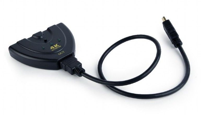 Переключатель HDMI-интерфейса Cablexpert HDMI - 3хHDMI V 1.4 (M/F), 0.5 м, черный блистер (DSW-HDMI-35)