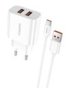 Мережевий зарядний пристрій Foneng EU45 Dual USB Charger (2USBх2.4A) White + кабель USB Type C (EU45-CH-TC)