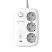 Фільтр живлення ColorWay GaN3 Pro PD 65W (2USB-A + 2 TYPE-C) 3 розетки, 4 USB, 2 м, білий (CW-CHE34PDW)