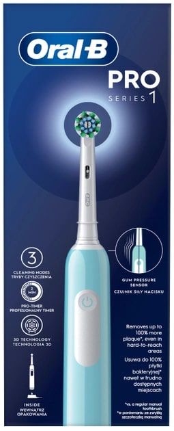 Зубна електрощітка Braun Oral-B Pro1 (D305.513.3 CrossAction Caribbean Blue)