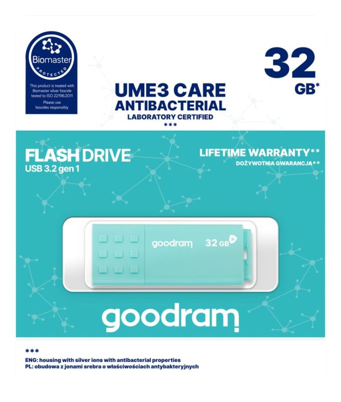 Флеш-накопитель USB3.2 32GB Goodram UME3 Care Green (UME3-0320CRR11)