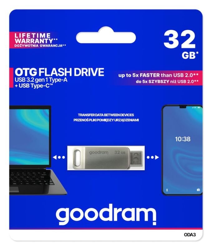 Флеш-накопитель USB3.2 32GB OTG Type-C Goodram ODA3 Silver (ODA3-0320S0R11)