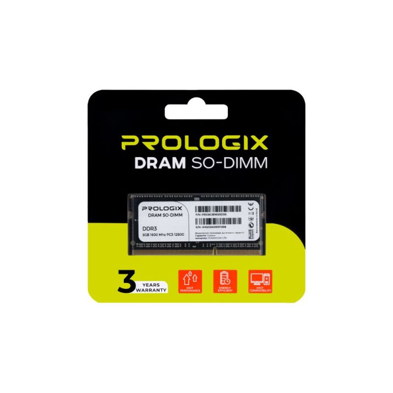 Модуль памяти SO-DIMM DDR3L 8GB/1600 Prologix (PRO8GB1600D3S)