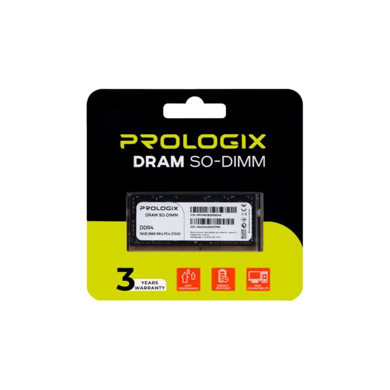Модуль памяти SO-DIMM DDR4 16GB/2666 Prologix (PRO16GB2666D4S)