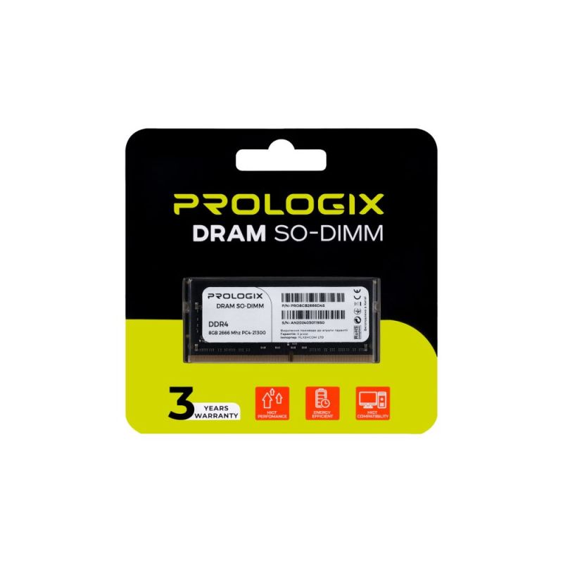 Модуль памяти SO-DIMM DDR4 8GB/2666 Prologix (PRO8GB2666D4S)