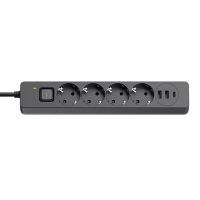 Фільтр живлення ColorWay 4 розетки, 3USB (2USB-A + 1 TYPE-C) (24W), 2м, Black (CW-CHE435PDB)