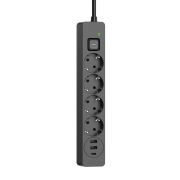 Фільтр живлення ColorWay 4 розетки, 3USB (2USB-A + 1 TYPE-C) (24W), 2м, Black (CW-CHE435PDB)