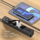 Фільтр живлення ColorWay 4 розетки, 3USB (2USB-A + 1 TYPE-C) (24W), 2м, Black (CW-CHE435PDB)