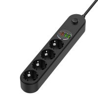 Фільтр живлення ColorWay 4 розетки, 4USB (Type-C PD20W + 3USB QC3.0) (45W), 2м, Black (CW-CHE44PDB)