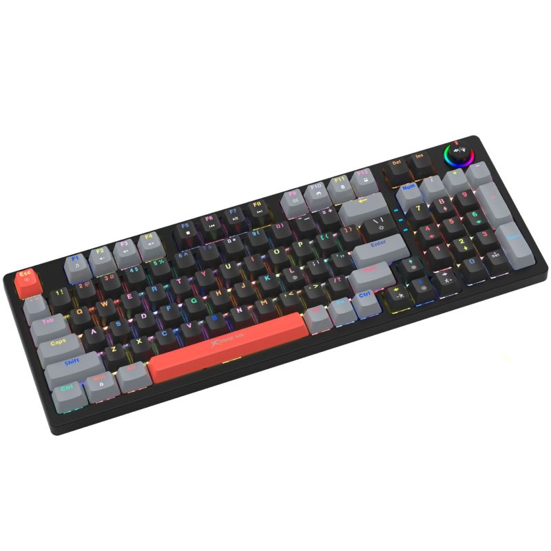 Клавіатура ігрова механічна XTRIKE ME GK-987 UA 96кл.+регулятор, RGB, USB, чорно-сіра (GK-987GGRUA)